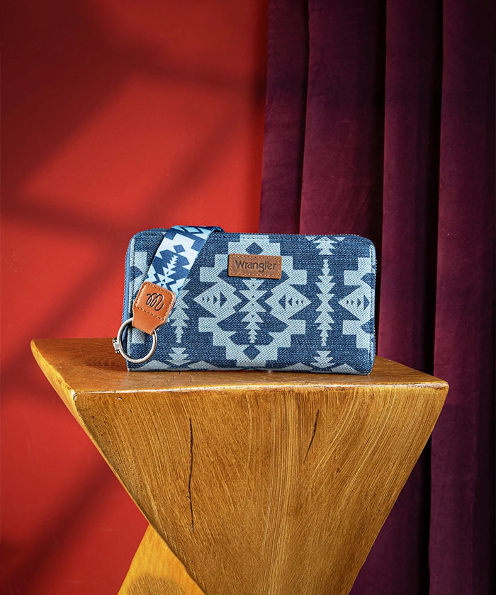 Wrangler All Over Aztec Print Wristlet - Stylish Crossbody Wallet for Women | Perfect for Travel, Shopping & Everyday Use
