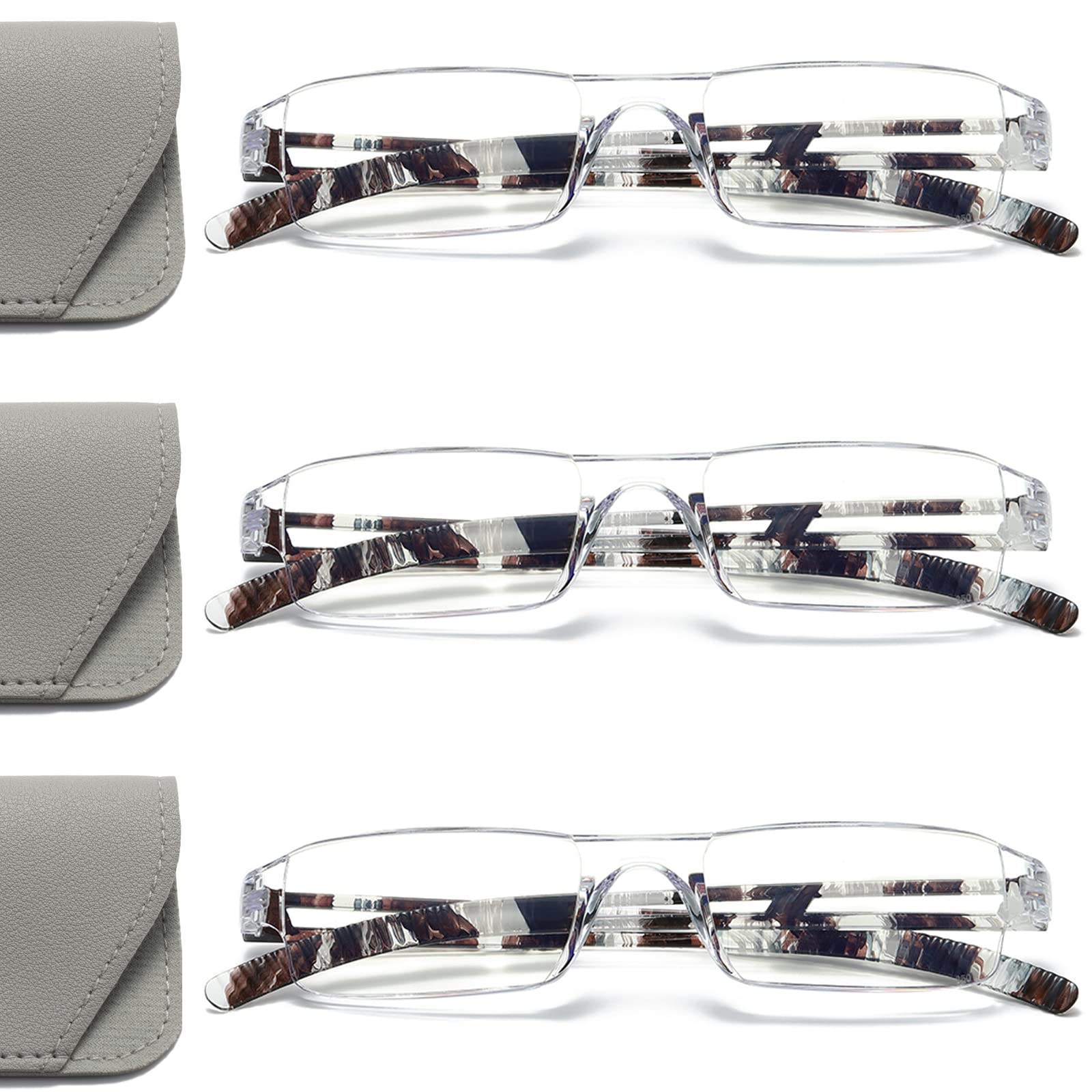 Viseng 3-Pack Blue Light Blocking Reading Glasses for Men & Women - Fashionable Rectangular Frame +1.5 Magnification - Perfect for Computer Work, Gaming & Screen Time Protection