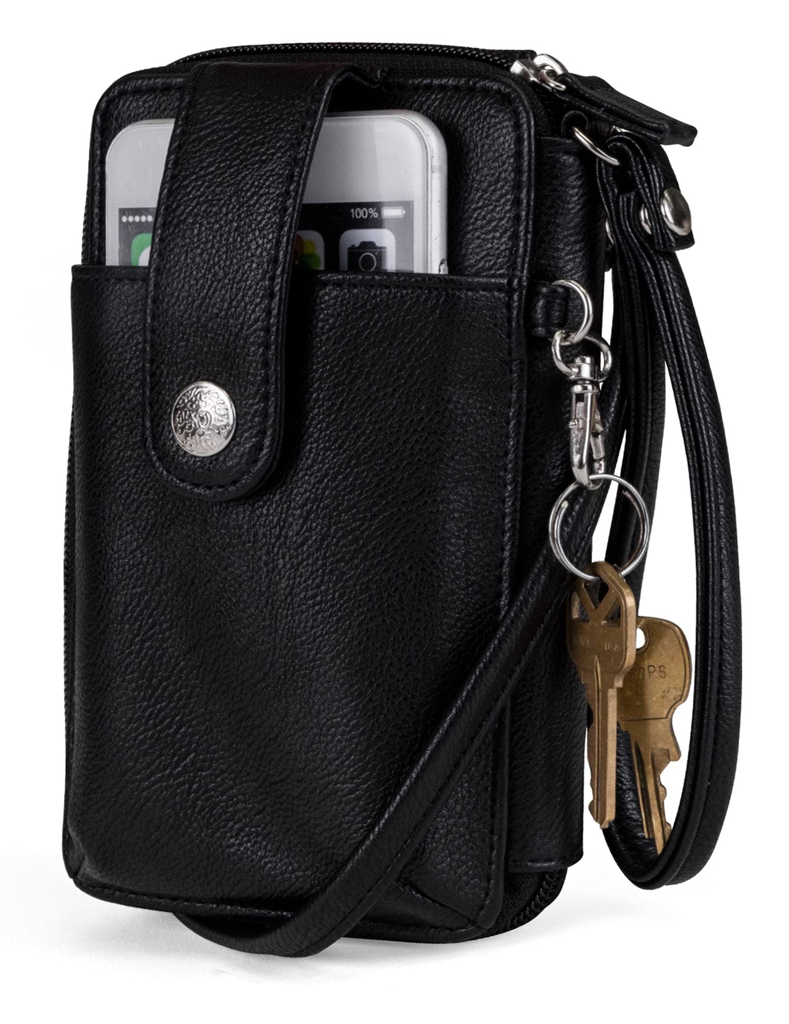 Vegan Leather RFID Crossbody Phone Purse for Women - Slim Wallet with Card Slots & Phone Holder - Perfect for Travel, Shopping & Everyday Use