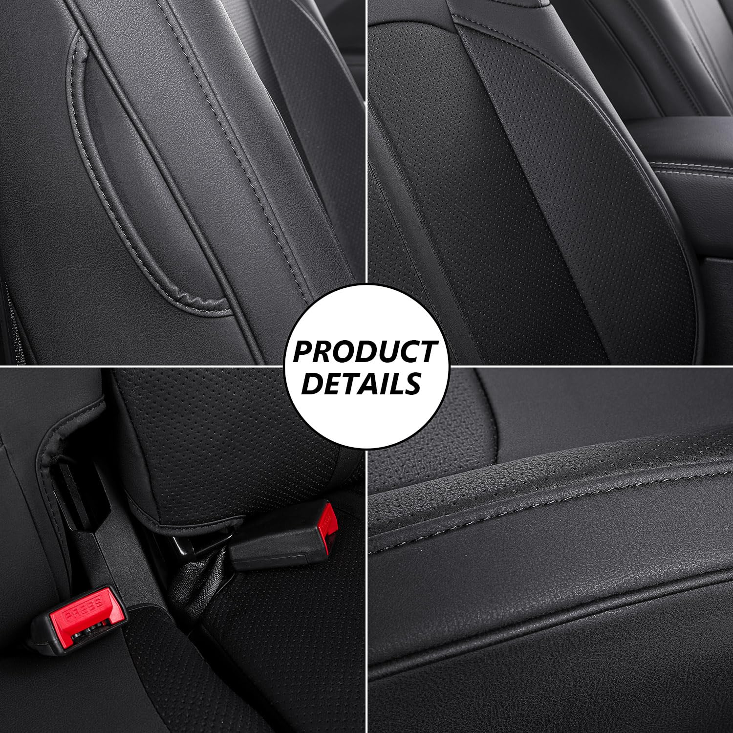 Premium PU Leather Seat Covers for 2018-2024 Jeep Wrangler JL - 4 Door Replacement Car Seat Protectors (Black, No Rear Cup Holder) | Waterproof & Durable Interior Accessories for Off-Roading & Daily Commuting