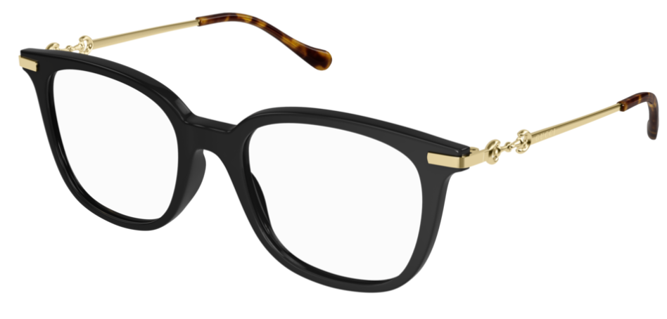 Gucci GG 0968O 001 Black/Gold Square Frame Women's Eyeglasses - Stylish Designer Eyewear for Women, Perfect for Office, Party & Everyday Fashion