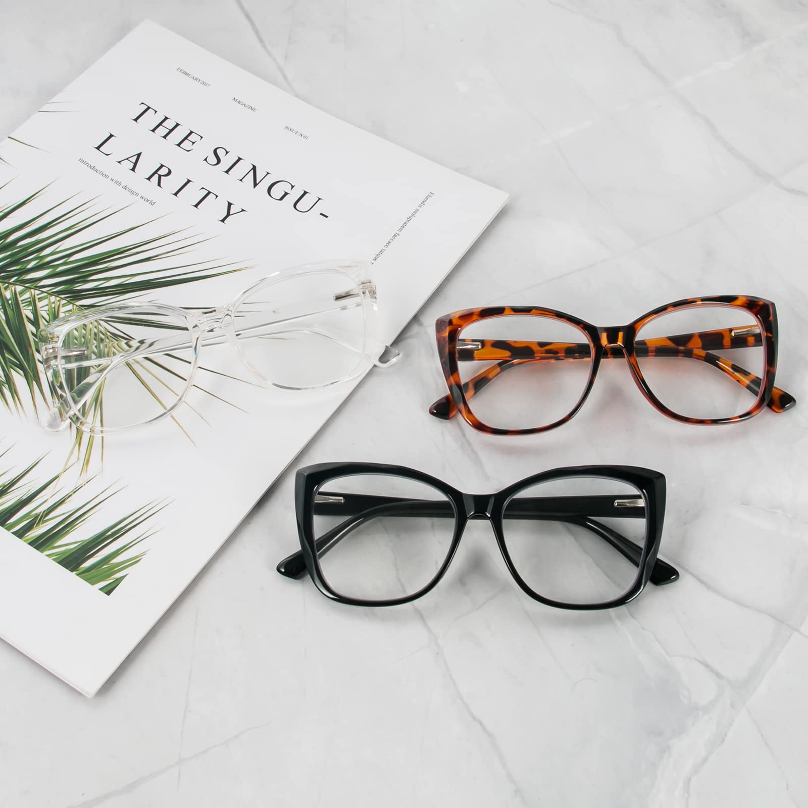 Stylish Cat Eye Reading Glasses for Women - 3 Pack Blue Light Blocking Glasses +1.0 Magnification - Perfect for Computer Work, Reading & Screen Time