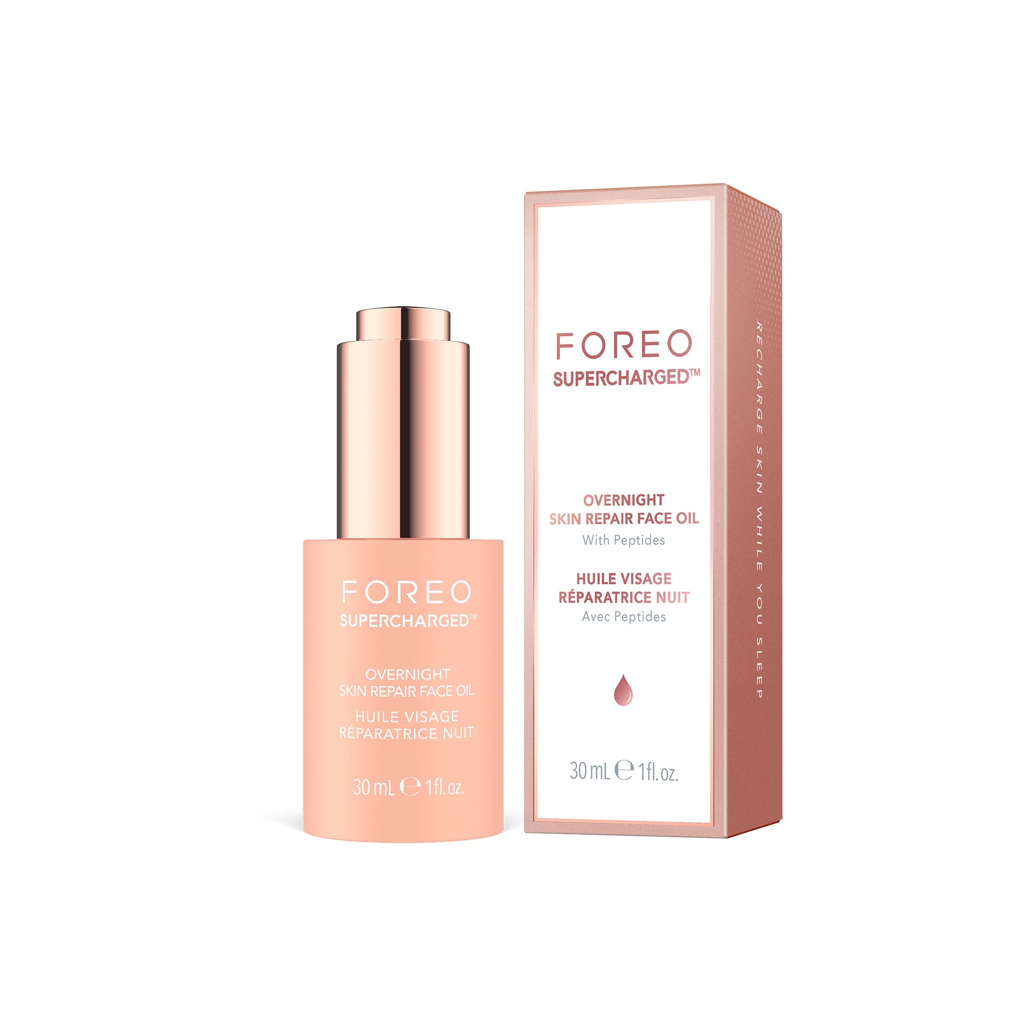 FOREO SUPERCHARGED Overnight Skin Repair Face Oil - Organic Vitamin E Oil with Avocado & Camellia Oil - Nourishing Facial Oil for Radiant, Smooth Skin - Vegan & Cruelty-Free - 1 fl. Oz | Nighttime Skincare Routine, Dry Skin Treatment, Anti-Aging Moisturizer for Face & Neck