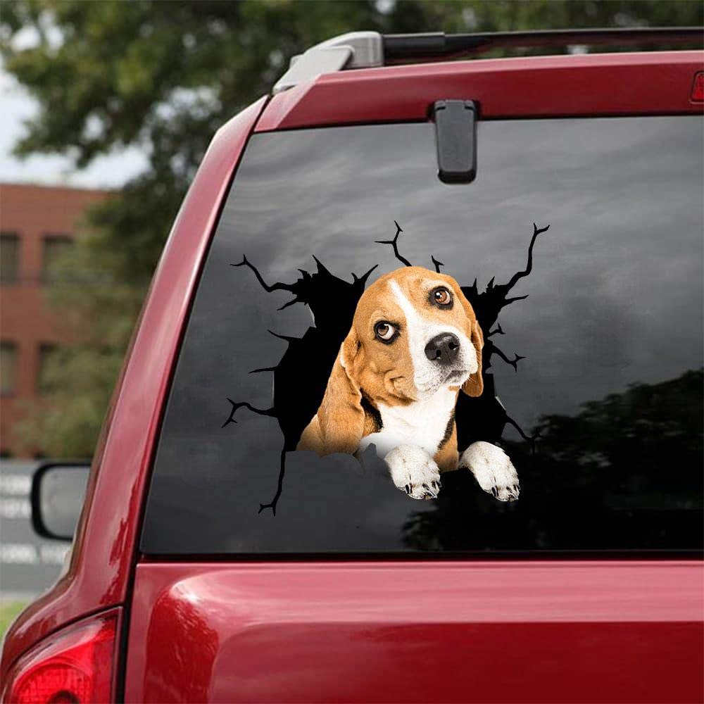 Realistic Beagle Car Decals - Pack of 2 High-Quality 8