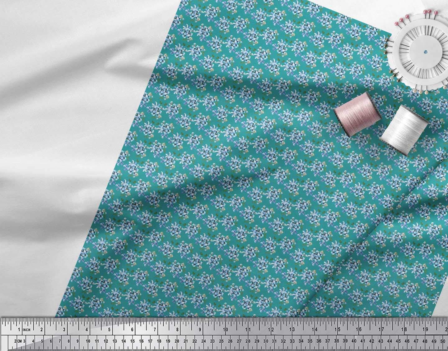 Soimoi 100% Cotton Jersey Fabric by The Yard - 58 Inch Wide Green Leaves & Floral Print Fabric for DIY Clothing, Dresses, Quilting and Home Decor Projects