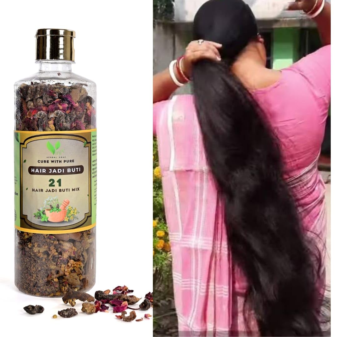 Vini's Herbal Hair Growth Oil Kit | DIY Ayurvedic Hair Treatment with Raw Herbs (Jadibuti) | Natural Solution for Hair Loss, Dandruff & Thinning Hair | Perfect for At-Home Hair Care & Scalp Treatment