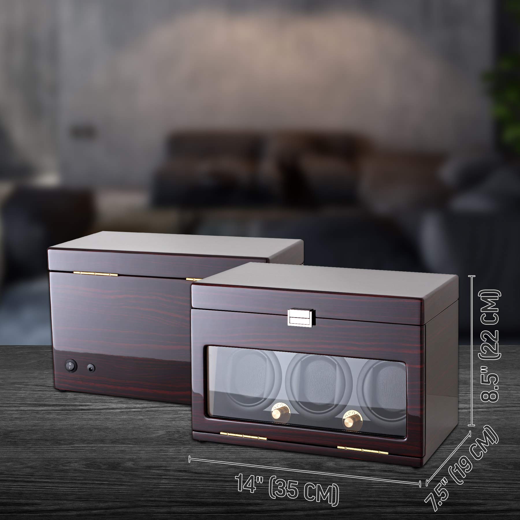 Premium Automatic Watch Winder for 3 Watches with 12-Slot Storage Box | Perfect for Automatic Watch Collection, Display & Protection | Home, Office & Travel Use