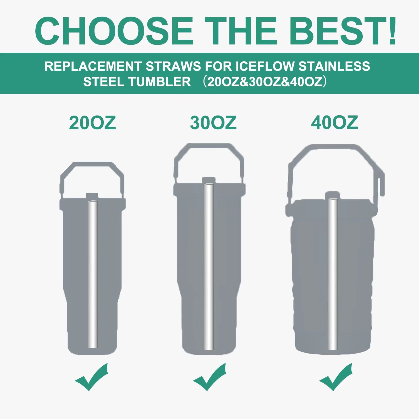 8 Pack Reusable Straws for Stanley IceFlow Tumbler | with Cleaning Brush | Perfect for Outdoor & Office Use
