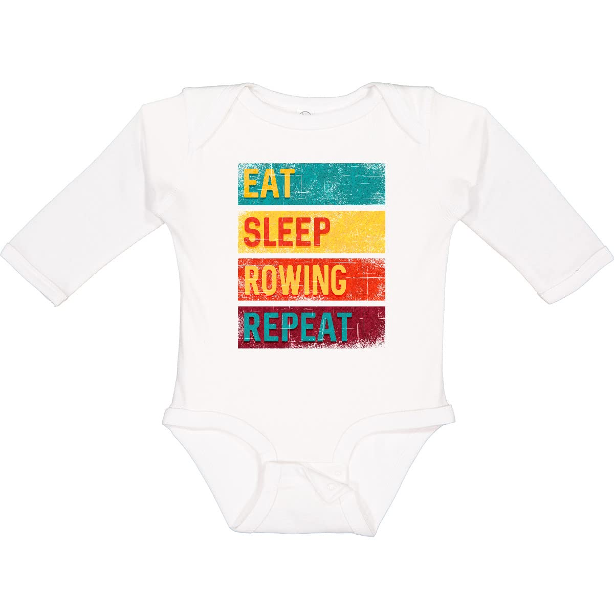 Inktastic Eat Sleep Rowing Repeat Long Sleeve Creeper - Comfortable & Stylish Rowing Enthusiast Apparel for Men & Women - Perfect for Gym, Rowing Practice & Outdoor Activities