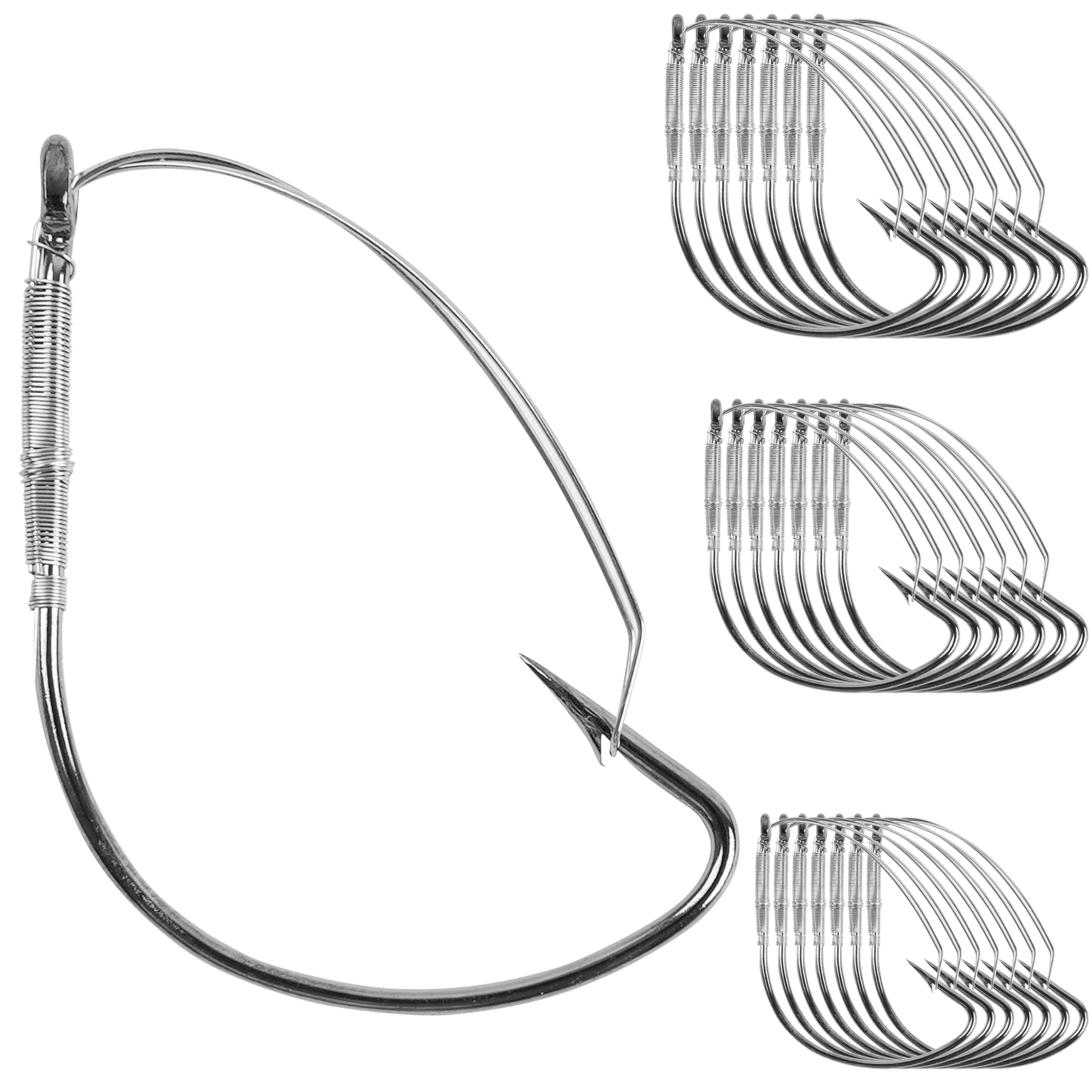 Wacky Rig Hooks Weedless Fishing Hooks - 25/50pcs Stainless Steel Wide Gap Bass Hooks with Weed Guard for Soft Stick Worm Baits | Perfect for Bass Fishing in Weedy Lakes and Rivers