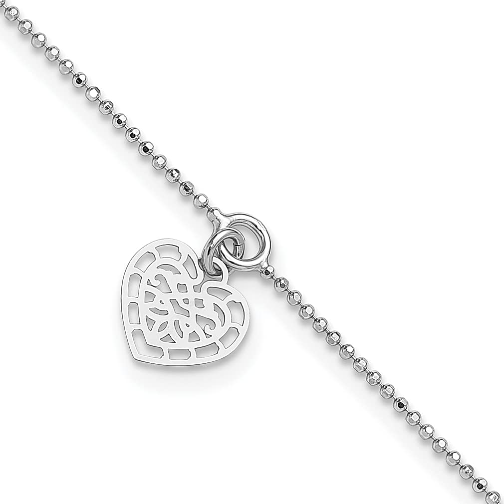 925 Sterling Silver Heart Charm Anklet - 10.5 Inch Adjustable Love Bracelet for Women, Fine Jewelry Gift for Her - Perfect for Valentine's Day, Anniversary & Romantic Occasions