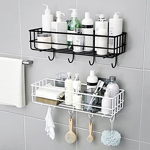ZTBH Floating Bathroom Shelf - Wall Mounted Corner Storage Rack for Shower & Toilet Organization (White)