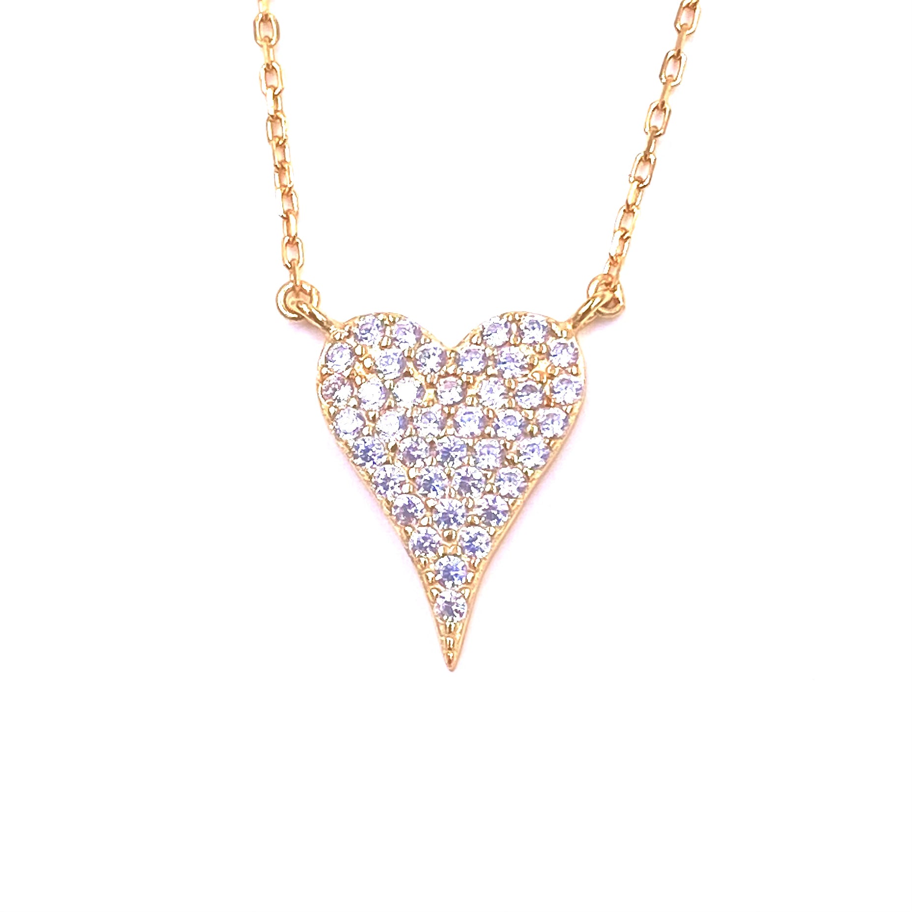 Ashley Gold Plated Elongated CZ Heart Pendant Necklace for Women - Perfect Gift for Valentine's Day, Anniversary & Romantic Occasions