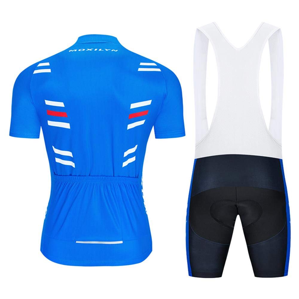 MOXILYN Men's Cycling Jersey & Bib Shorts Set - Breathable Short Sleeve Mountain Bike Shirt with 20D Gel Padded Chamois for MTB Road Biking - Perfect for Training, Racing & Outdoor Cycling Adventures