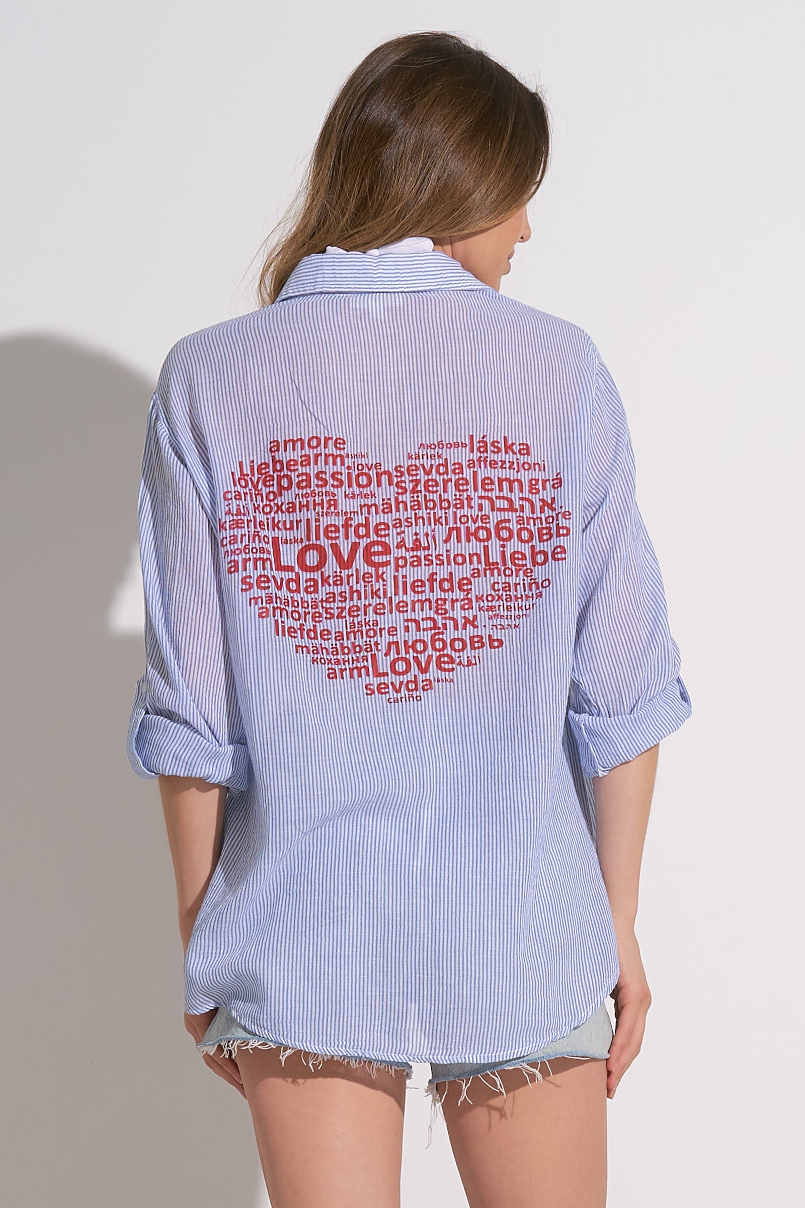 Resort Button Down Shirt with Heart Graphic - Casual Summer Beachwear for Women | Perfect for Vacations, Dates & Outdoor Activities