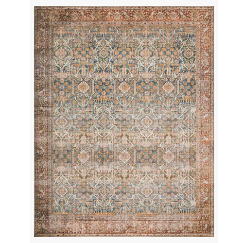 Loloi Layla Handmade Vintage Area Rug - Ocean & Rust Colors, 5'x7' (1.52x2.29m) - Boho Chic Living Room Rug for Bedroom, Dining Room & Home Decor