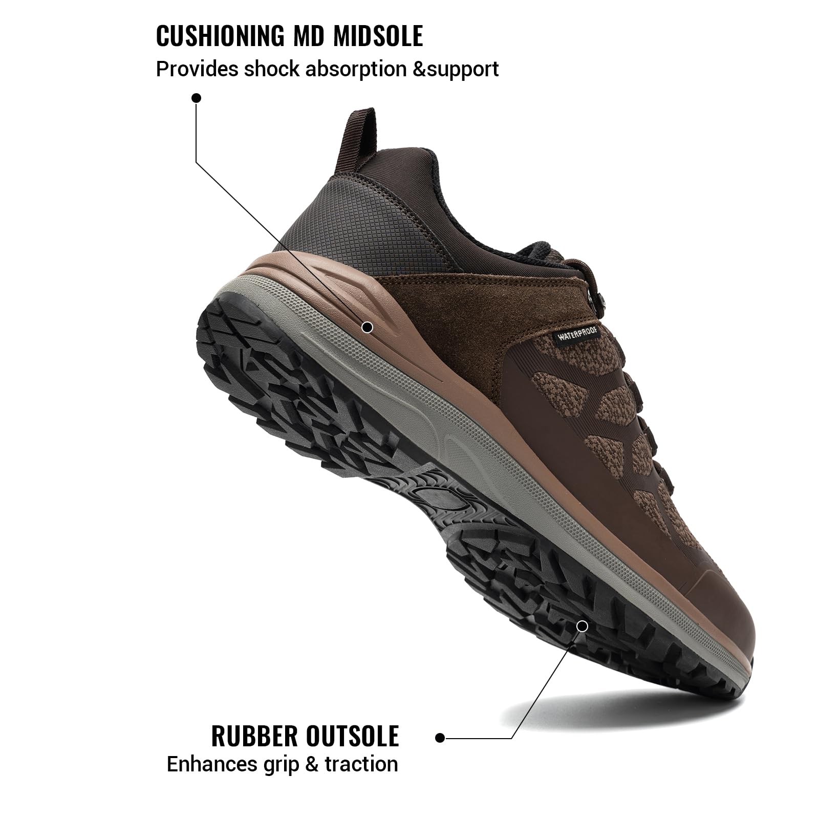 ANJOUFEMME Men's Waterproof Hiking Shoes - Lightweight Breathable Trekking Boots for Outdoor Adventures - Perfect for Mountain Trails, Camping & Backpacking