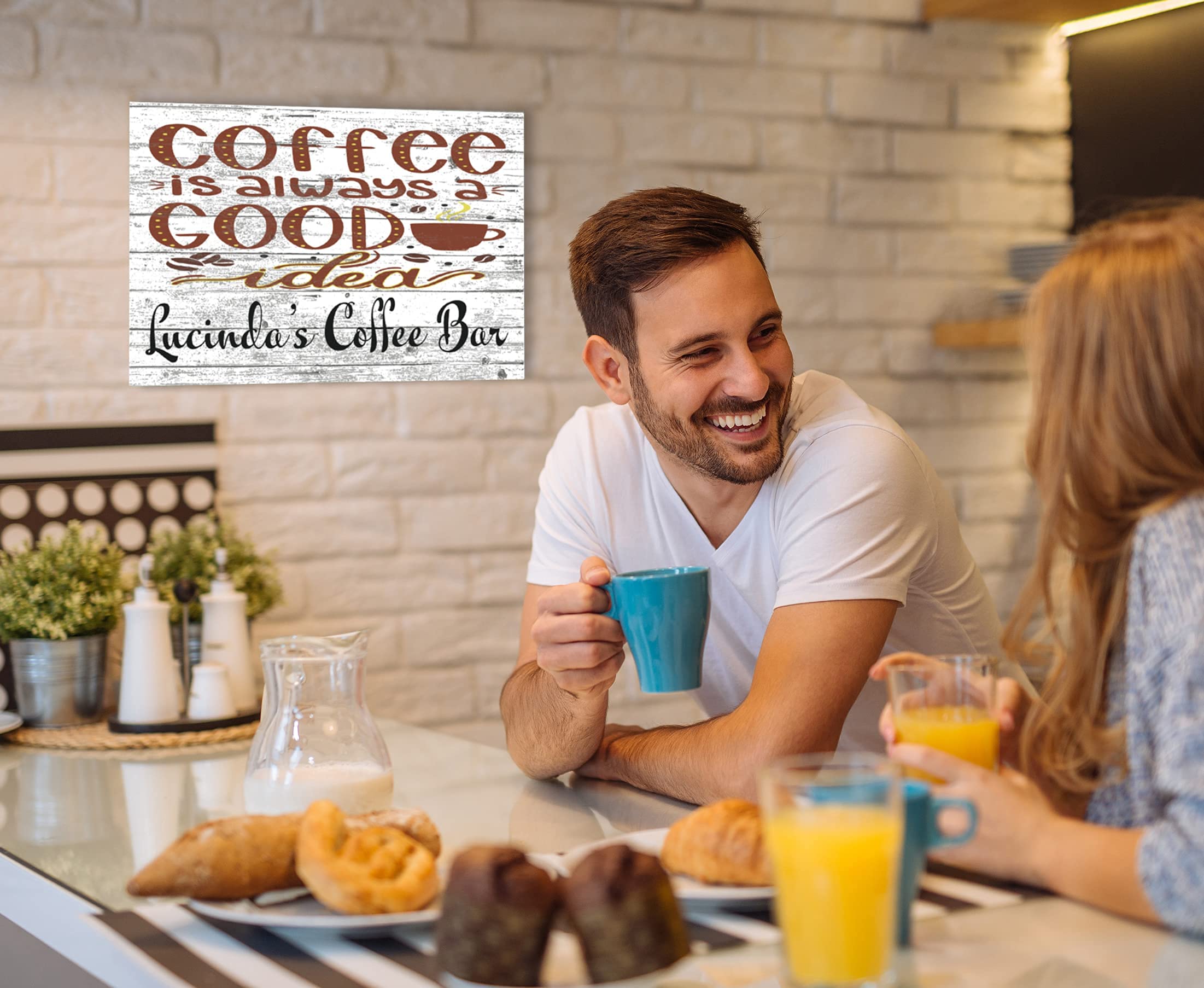 Solid Wood Coffee Sign - 16x10.5in for Kitchen & Coffee Bar Decor - Perfect Housewarming Gift