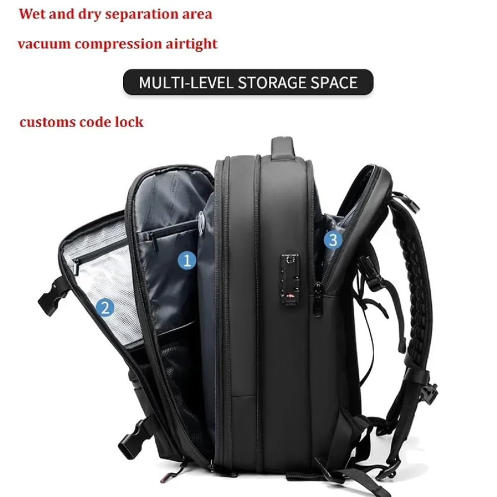 Globaltrek 17.3 Inch Large Waterproof Anti-Theft Travel Backpack with Vacuum Compression - Perfect for Hiking, Camping & Airplane Carry-On Luggage