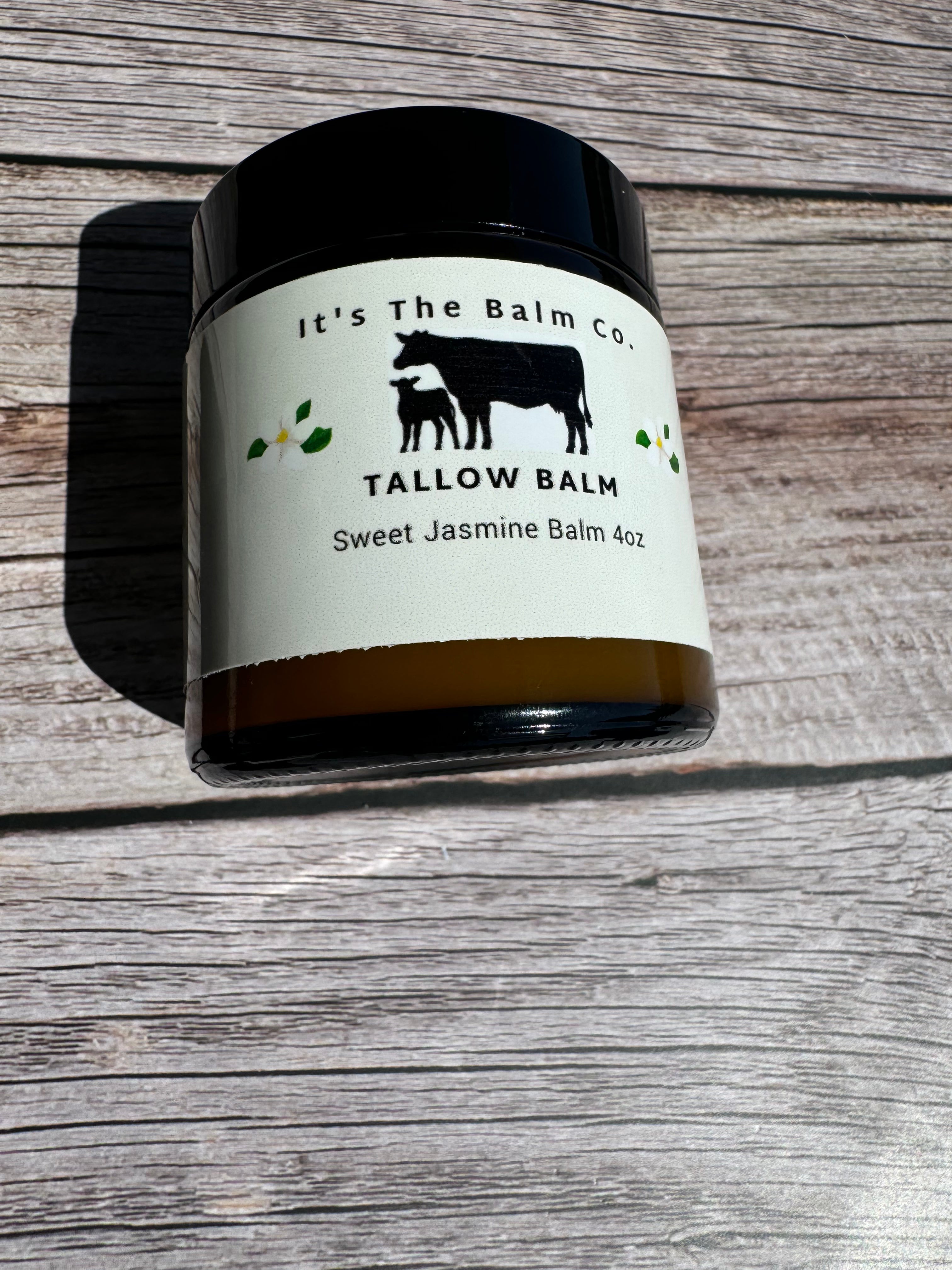 4oz Sweet Jasmine Tallow Balm - Organic Skin Moisturizer for Dry Hands, Face & Body - Perfect for Winter Care & Natural Aromatherapy