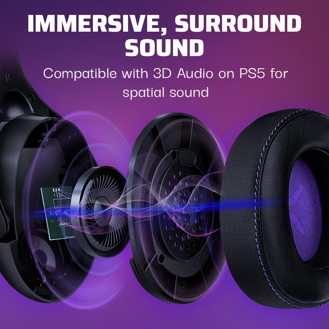 Victrix Gambit Black Wireless & Wired Gaming Headset with Noise-Cancelling Mic for PS4/PS5 - Pro Audio, Comfortable Over-Ear Design - Perfect for Esports, Streaming & Competitive Gaming