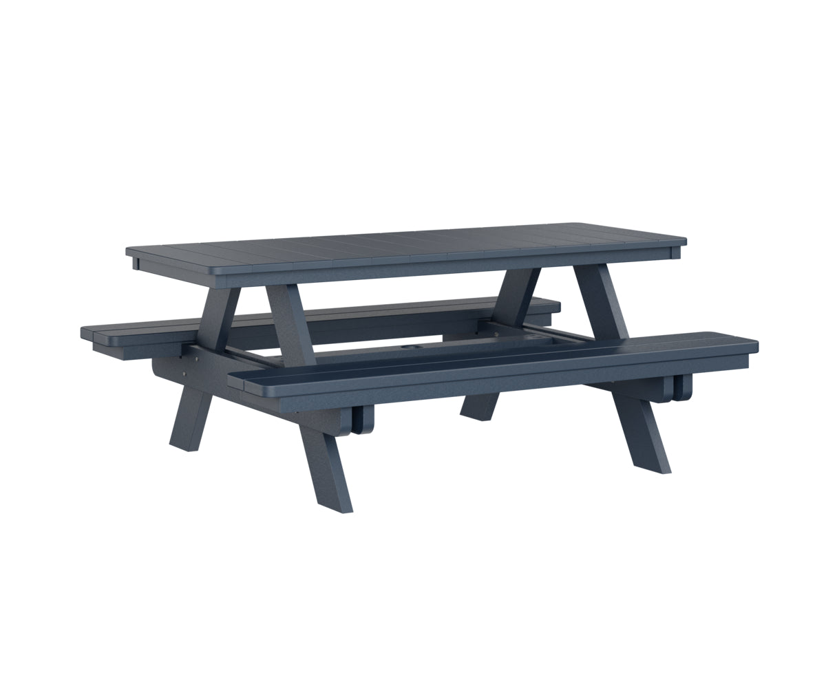 Berlin Gardens Rectangular Picnic Table - Outdoor Dining Set for Patio, Backyard, and Park - Heavy Duty Weather-Resistant Wooden Picnic Bench with Umbrella Hole