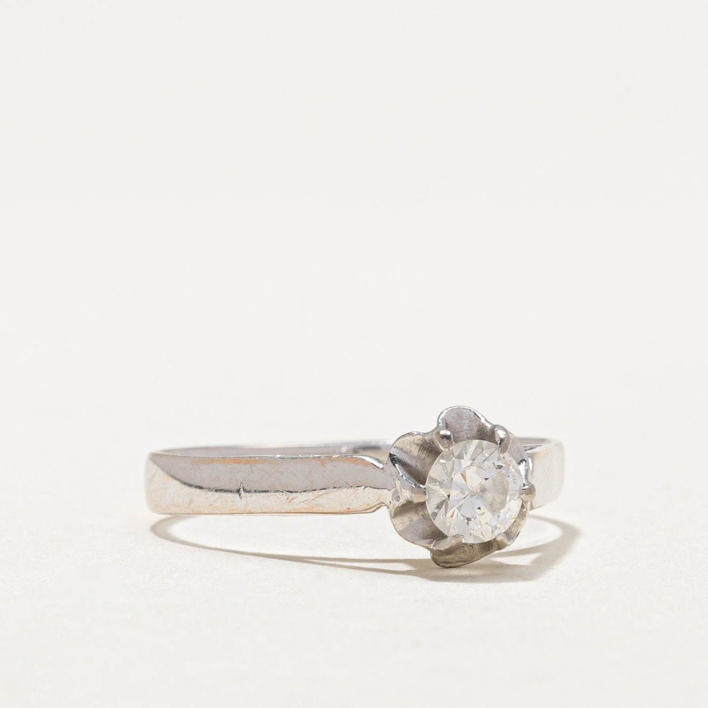 1991 Soviet Hallmarked Belcher Set Diamond Ring - 0.34ct Vintage Engagement Ring - Size 7.5 - Perfect for Anniversary Gifts & Vintage Jewelry Collectors