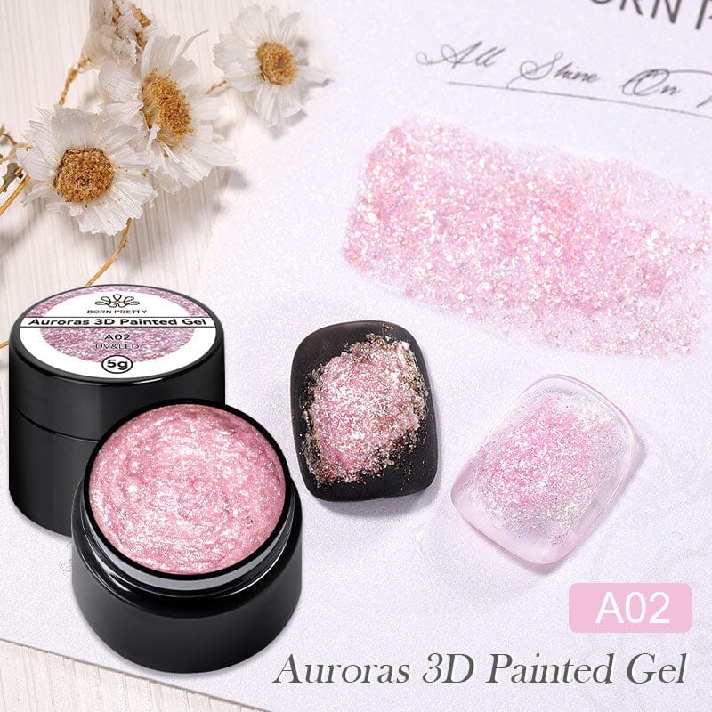 Auroras 3D Painted Gel A01 5ml Nail Art Polish - Long Lasting High Gloss UV Gel for Nail Extensions & Manicures | Perfect for Salon, Home Use & Special Occasions