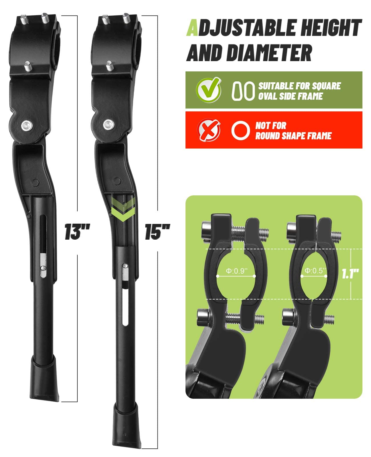 Beedove Adjustable Aluminum Alloy Bike Kickstand for 24