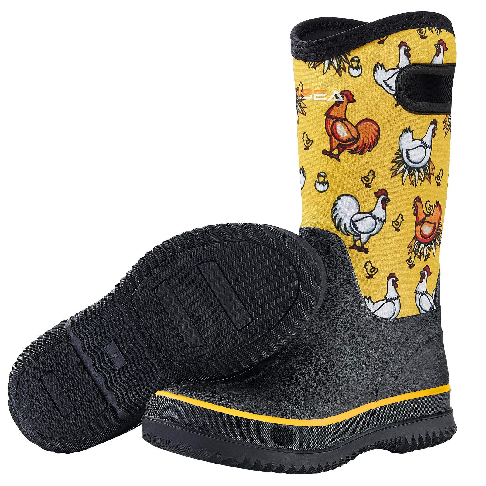 HISEA Women's Waterproof Neoprene Insulated Rain Boots - Mid Calf Rubber Work Boots for Gardening, Farming & Outdoor Activities | Perfect for Mud, Yard Work & Wet Conditions
