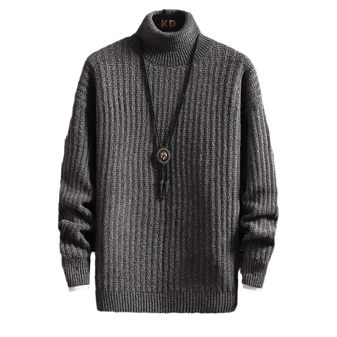 Men's Winter Turtleneck Sweater - Thick Warm Knit Pullover for Christmas & Casual Wear