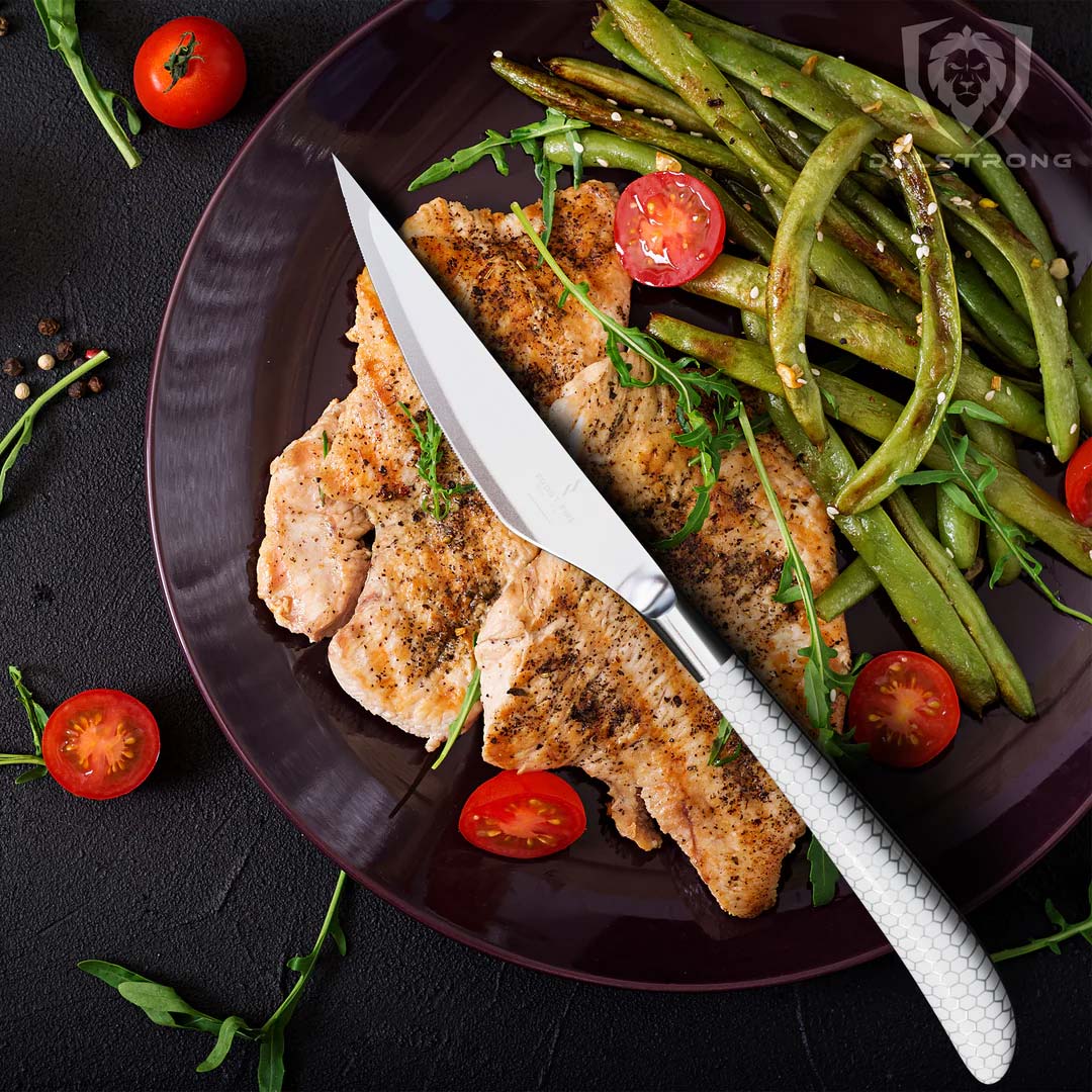 Premium 4-Piece Steak Knife Set - Frost Fire Series with NSF Certification | Dalstrong Professional Kitchen Cutlery | Perfect for Steak Dinners, BBQ Parties & Meat Cutting