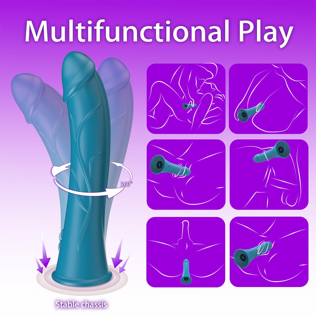 10-Speed Vibrating Dildo with Suction & Thrusting - Silicone Adult Toy for Women & Couples - Perfect for Solo & Partner Play