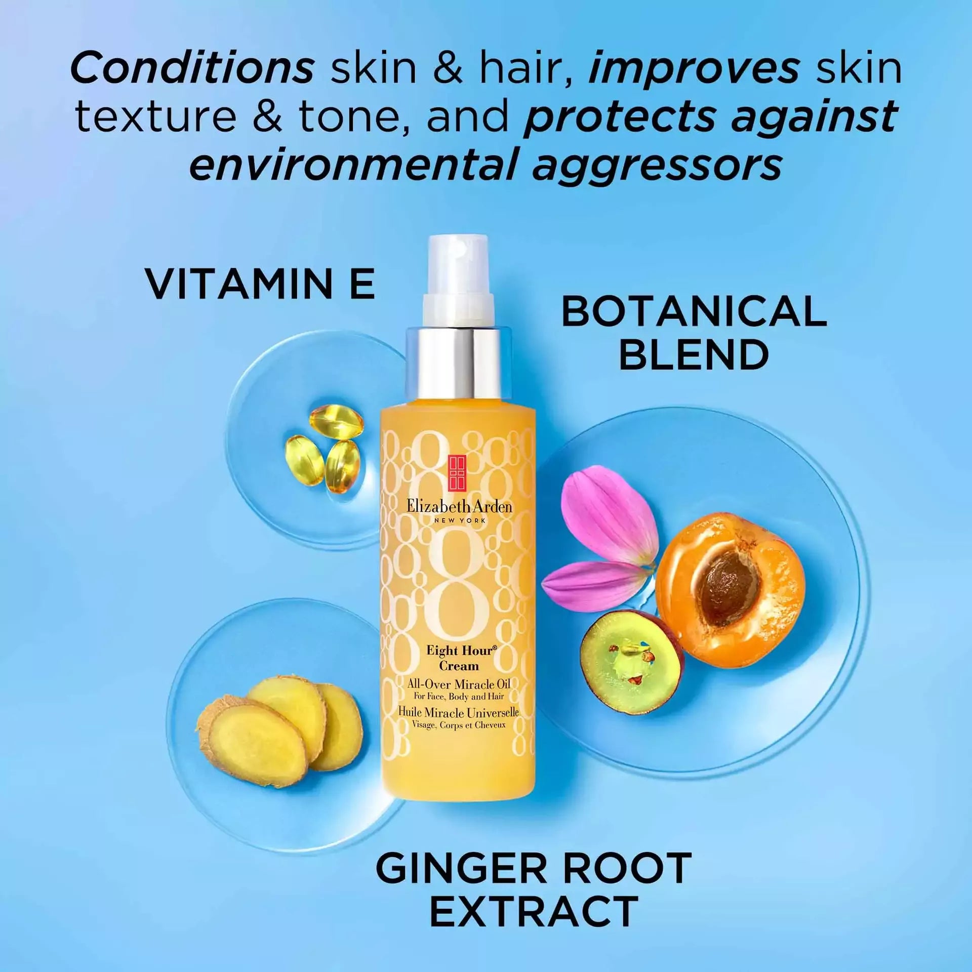 Eight Hour® All Over Miracle Oil - Hydrating & Nourishing Skin Treatment for Face, Body & Hair - Perfect for Dry Skin, Cuticles & Split Ends Care