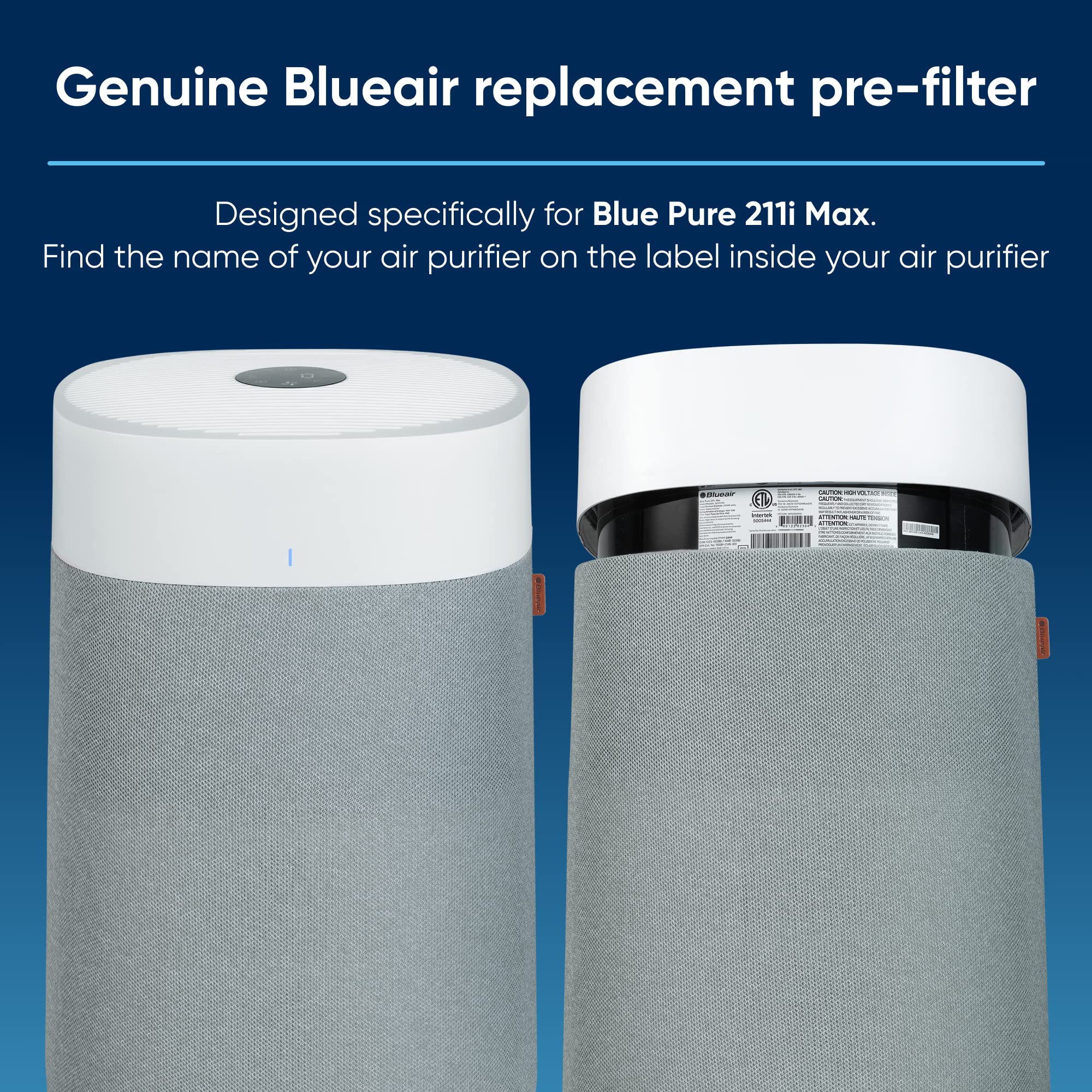 Blue Pure 211i Max Genuine Replacement Filter - F2MAX Compatible with Blue Pure 211i Max Air Purifier - HEPA Filter for Clean Air at Home, Office & Bedroom
