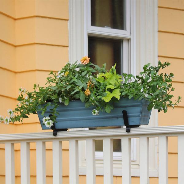 Small Decorative Flower Box with Sturdy Railing Brackets - Perfect for Balcony, Porch & Window Garden Decor