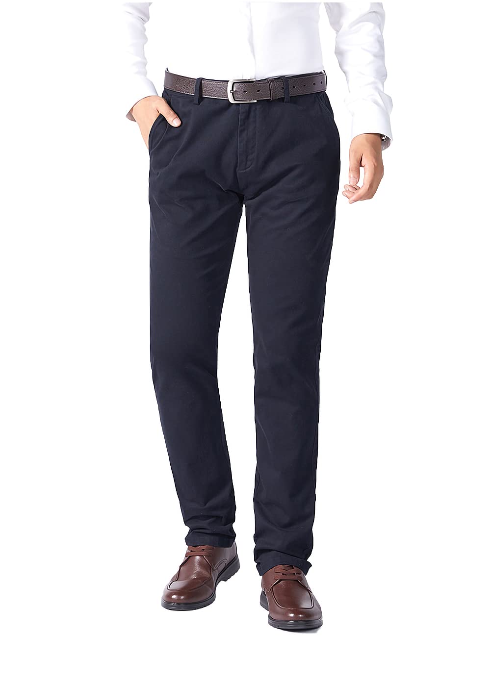 Mywinway Men's Casual Chino Pants - Slim Fit Straight Leg Dress Pants for Business & Office Wear - Comfortable Stretch Cotton Khaki Trousers for Work, Travel & Formal Occasions