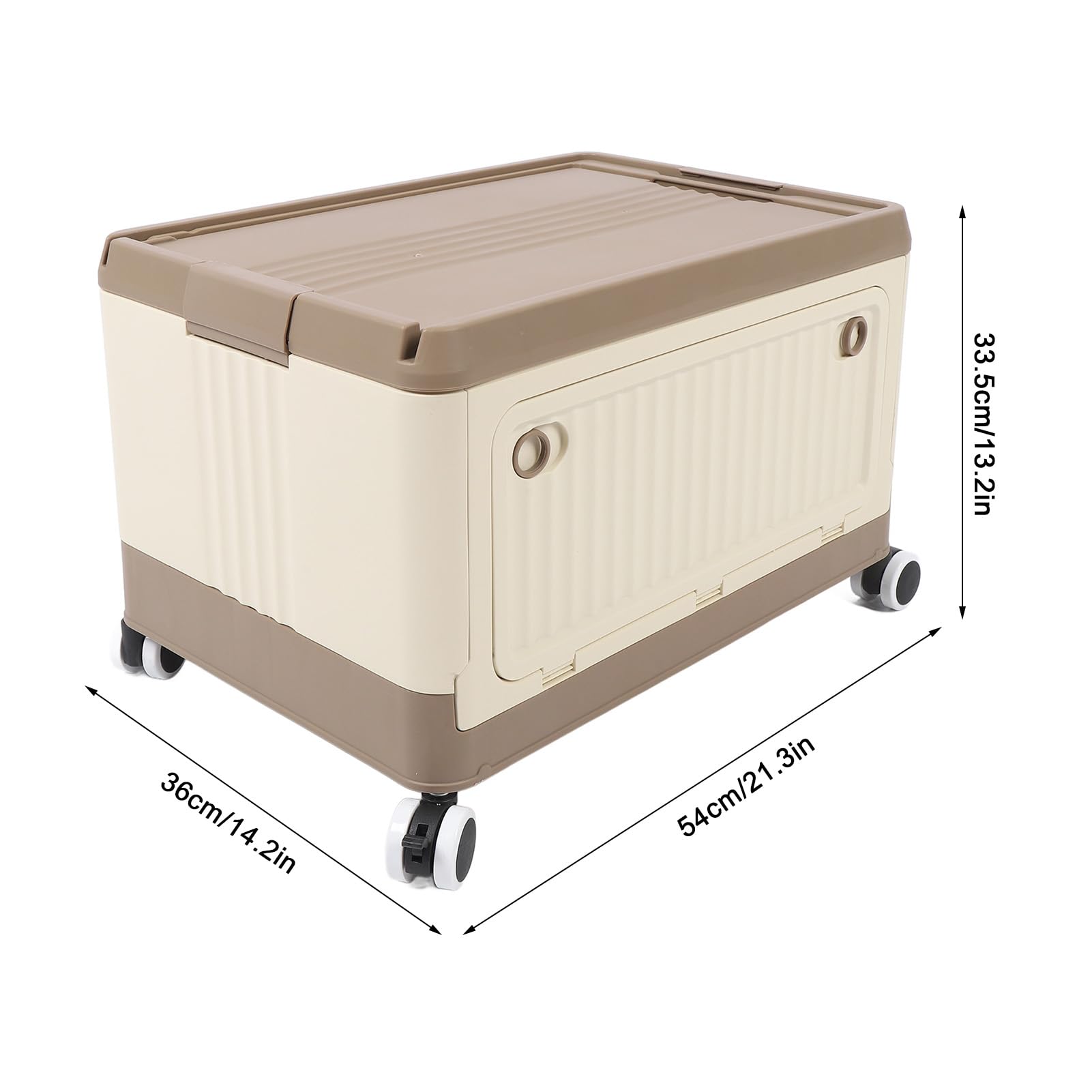 PP Stackable Rolling Utility Storage Box with Handle - Large Folding Storage Bin with Lid & Wheels - Organizer for Clothes, Books, Snacks, Groceries - Perfect for Home, Office, Garage & Dorm Organization