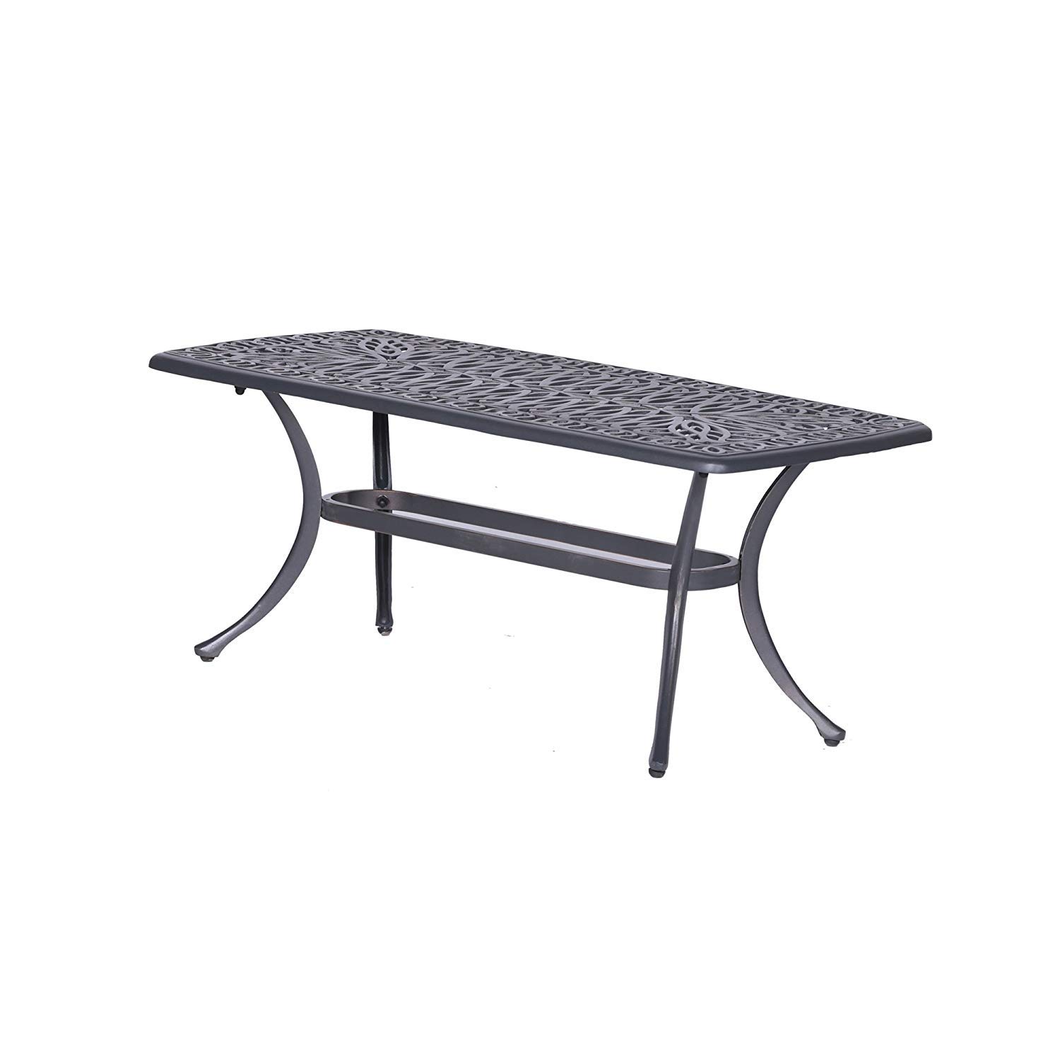 Modern Athens Indoor/Outdoor Cast Aluminum Coffee Table - Weather-Resistant Durable Rectangular Patio Table for Garden, Poolside & Lawn - Perfect for Outdoor Entertaining, Relaxation & Dessert Nights