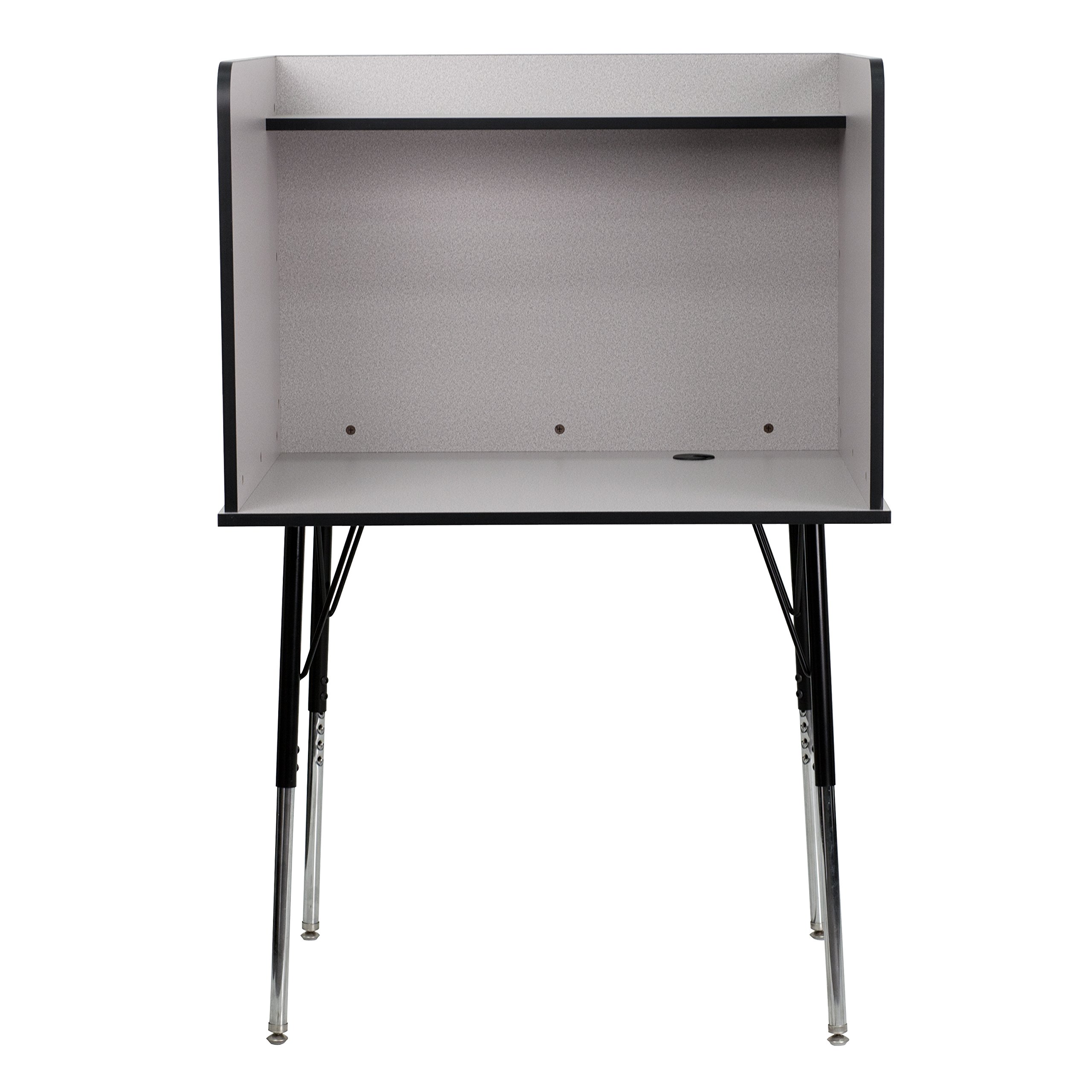 EMMA + OLIVER Adjustable Height Study Carrel Desk - Nebula Grey Finish for Home Office, Library & Quiet Workspace