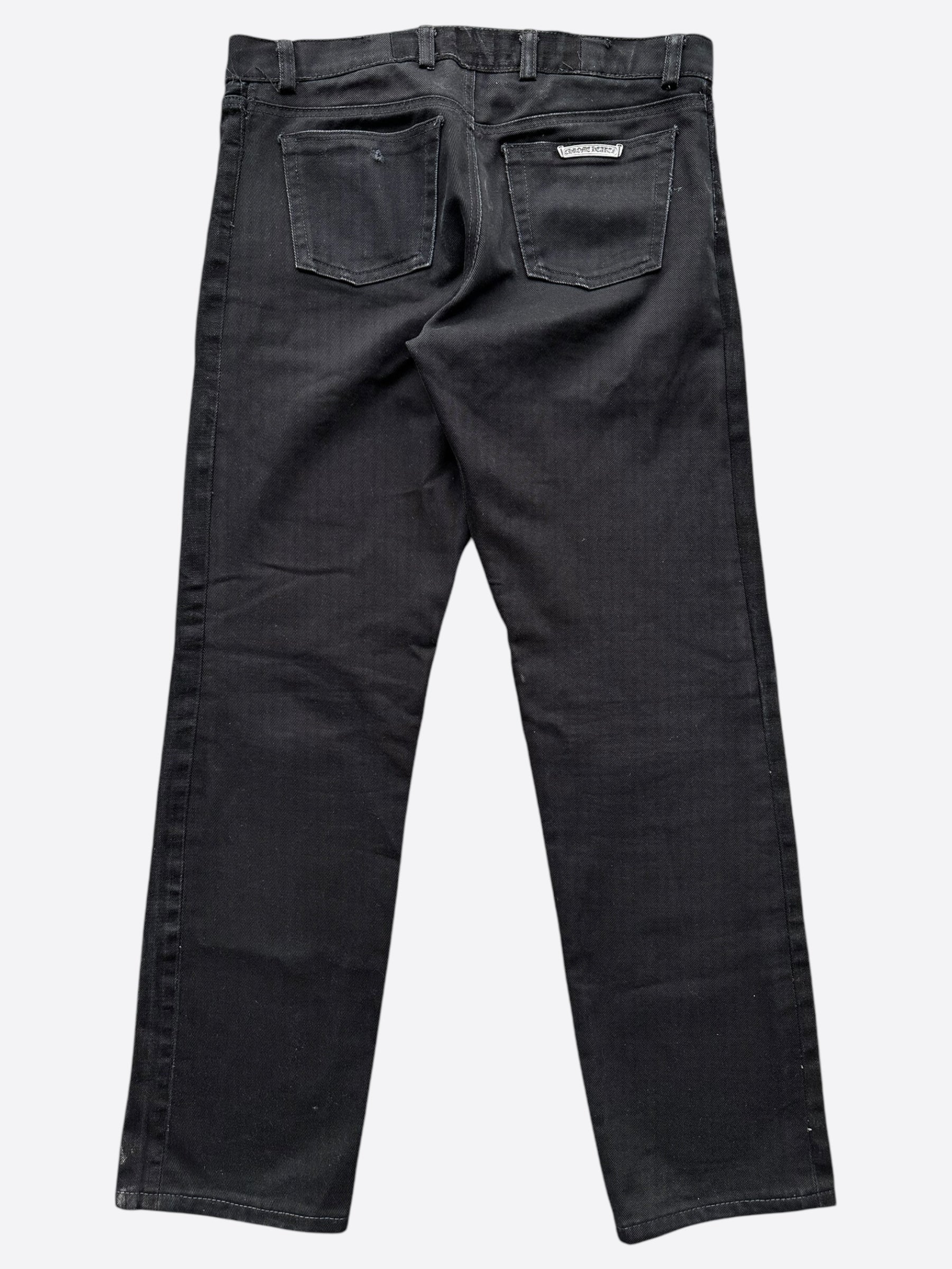 Chrome Hearts Black Fleur Knee Jeans for Women - Distressed Denim Pants with Embroidered Floral Design | Perfect for Casual Outfits, Streetwear & Night Out Looks