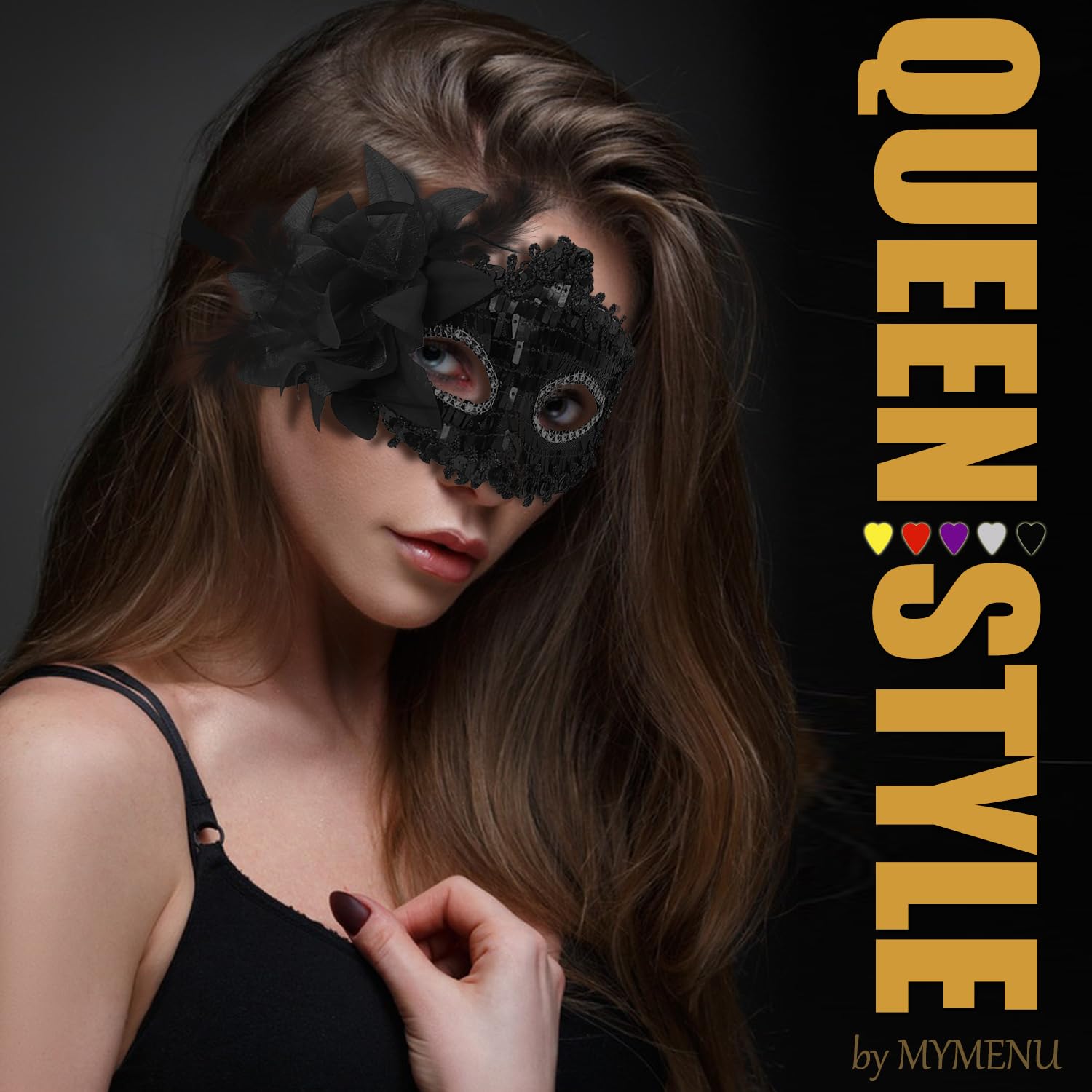 MYMENU Venetian Masquerade Mask for Women & Men - Elegant Shiny Couple Costume Mask for Halloween, Prom, Party & Ball - Perfect for Mardi Gras, Carnival & Themed Events