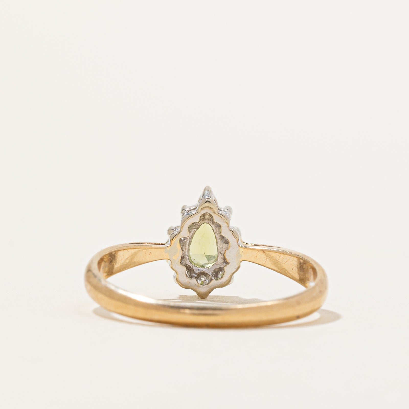 Peridot & Diamond Halo Ring - 0.18ct Peridot with 0.05ctw Diamond Accents - Size 5.5 - Elegant Birthstone Jewelry for August, Perfect for Engagement, Anniversary & Special Occasions