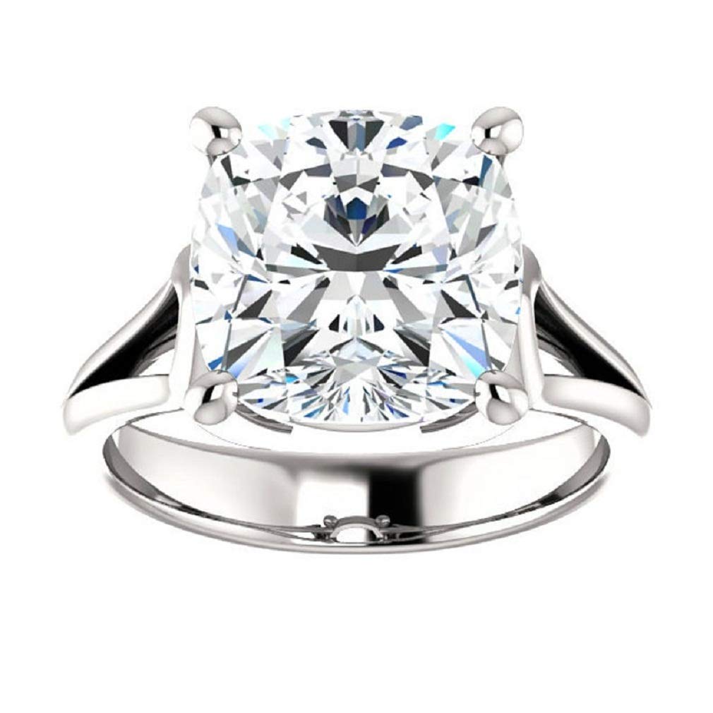 5.00Ct Cushion Cut Forever One Moissanite Solitaire Ring - 925 Sterling Silver Engagement Ring for Women - Perfect Wedding Gift, Anniversary Present & Everyday Luxury Jewelry - Ideal for Proposals, Bridal Sets & Special Occasions
