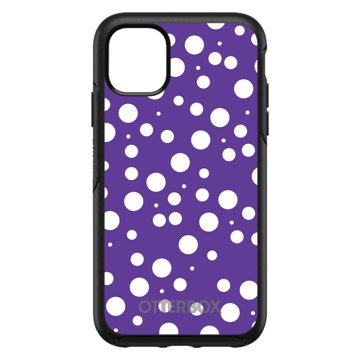 DistinctInk iPhone 11 Pro MAX Case (6.5 Inch) - Shockproof Protective Phone Cover with Polka Dot Design - Purple & White Bubble Pattern - Slim Fit Replacement for OtterBox Symmetry - Perfect for Work, Travel & Everyday Use