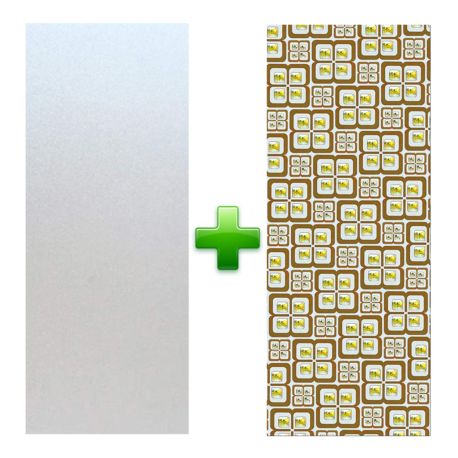 Non-Adhesive Stained Glass Window Film - Privacy Static Cling, UV Blocking & Sun Protection - Decorative Rainbow Window Stickers for Bathroom, Door & Home Decor (Yellow Square, 17.7 x 78.7 Inch) - Perfect for Privacy, Light Diffusion & Stylish Room Enhancement