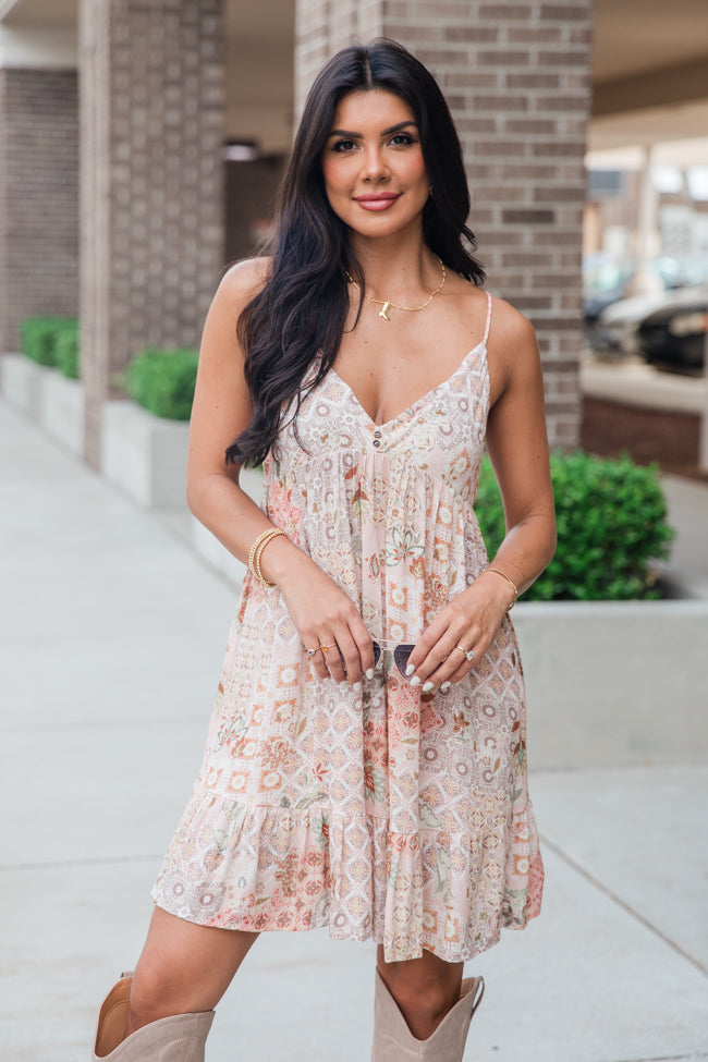 Light Pink Patchwork Mini Dress for Women - Flirty & Feminine Style - Perfect for Date Night, Parties & Summer Outfits