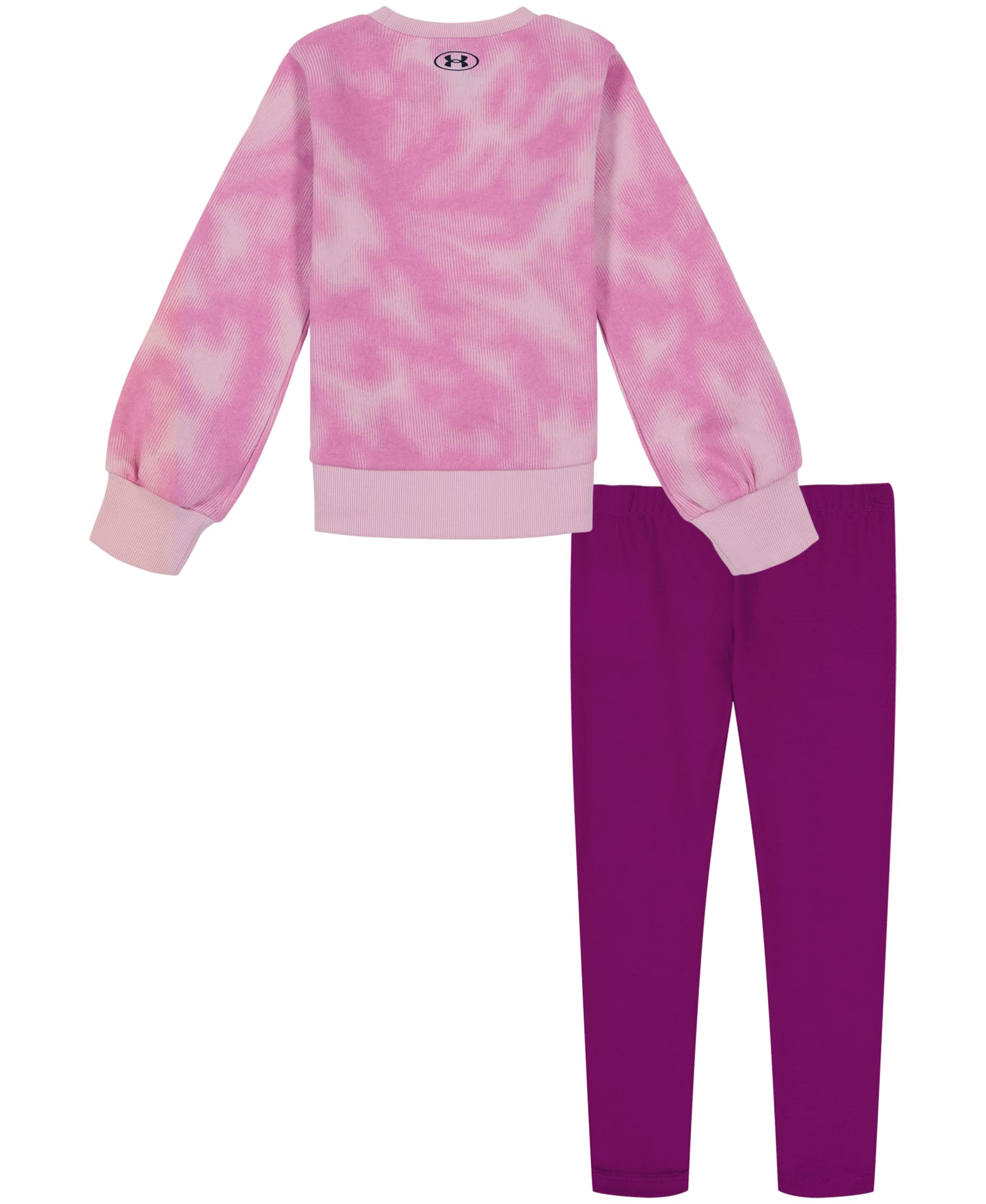 Under Armour UA Valley Etch Crewneck Legging Set for Toddlers - Pink Shadow, 2T Size | Soft Athletic Outfit for Girls | Perfect for Playtime, Daycare & Family Activities