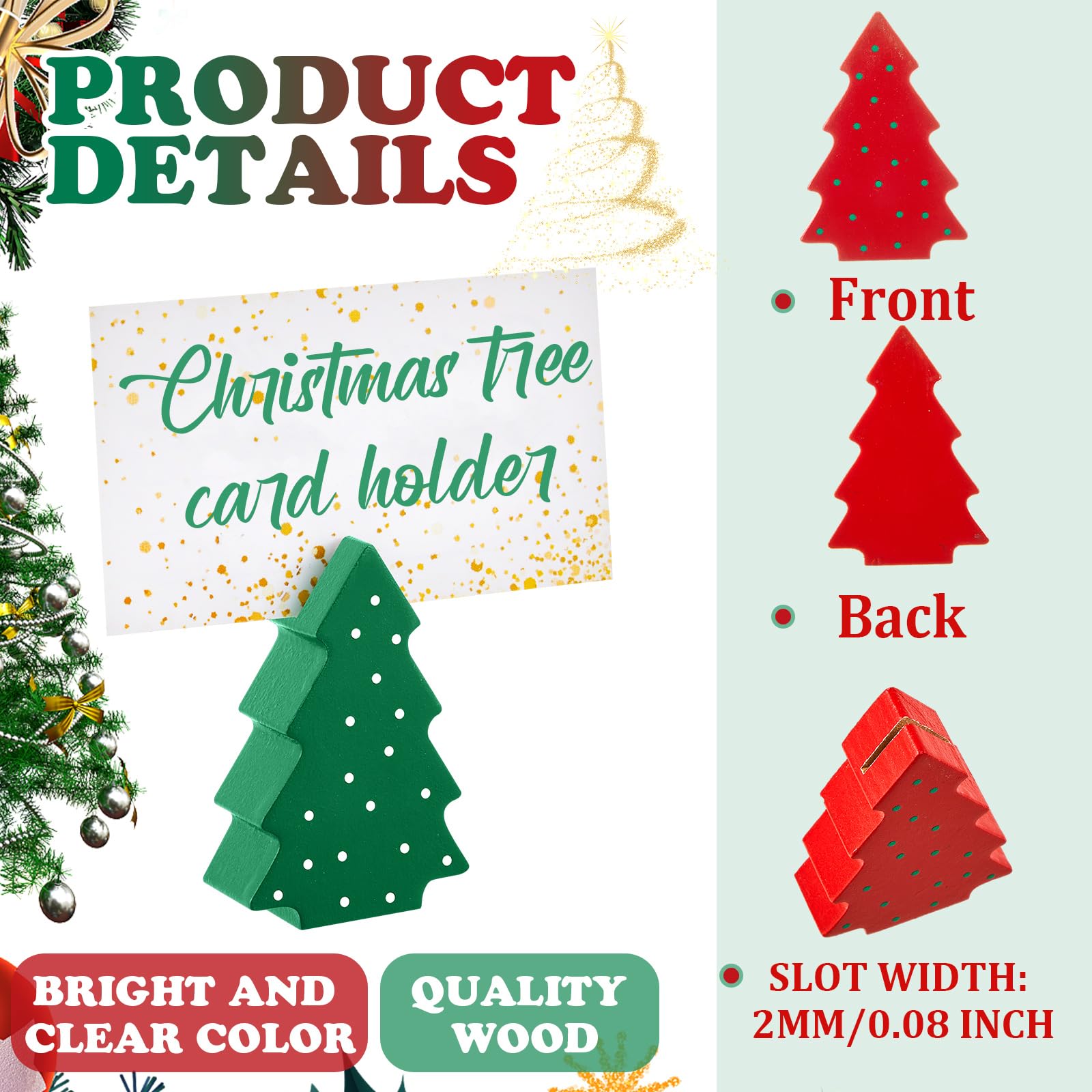 Kigley 30 Pcs Mini Christmas Tree Place Card Holders - Wooden Xmas Table Number Stand for Holiday Decorations, Party Favors & Wedding Place Settings | Perfect for Christmas Dinner, Holiday Parties & Festive Table Decor