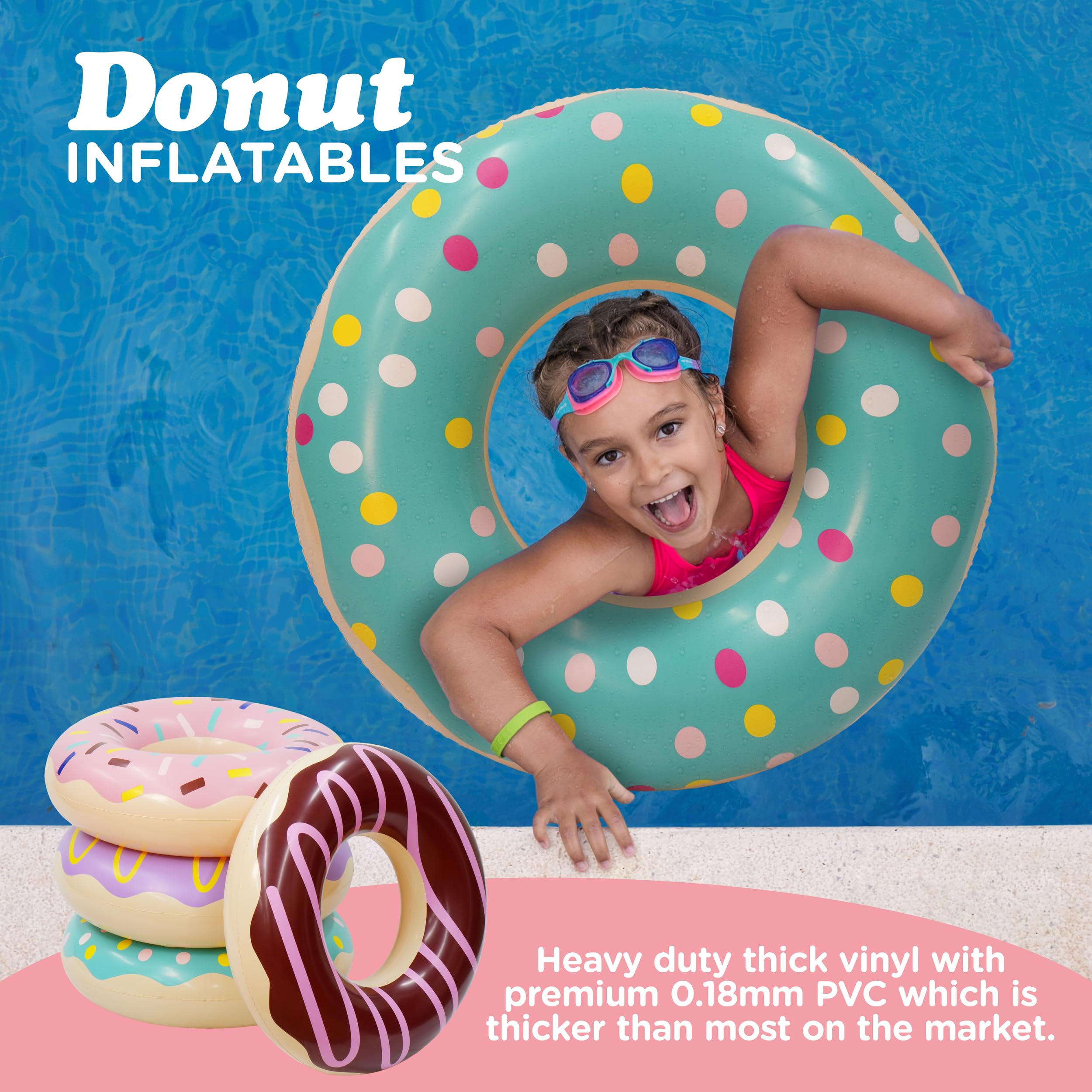 4E's Novelty Donut Pool Floats for Kids & Adults - 30